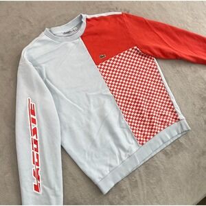 Lacoste Colorblock Sweatshirt Youth 16 Light Blue Orange Embroidered Crocodile